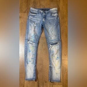 Rockstar Original Painted Denim Low Rise Jeans Ankle Zip Men’s 34x30